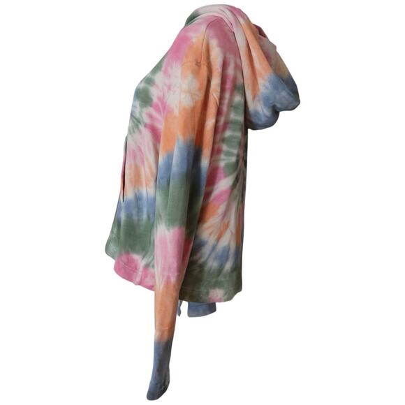 Raquel Allegra Tie Dye Crop Hoodie in Pastel Size 2/M - Picture 4 of 12